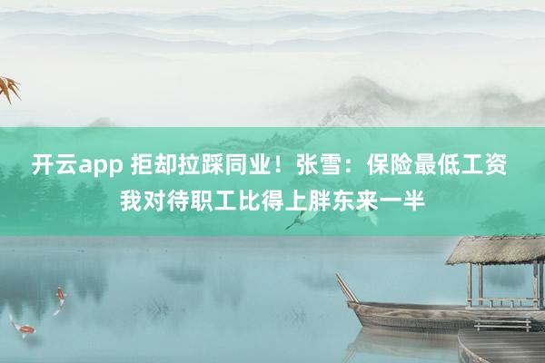 开云app 拒却拉踩同业!张雪:保险最低工资 我对待职工比得上胖东来一半