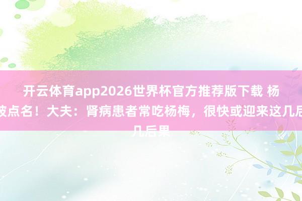 开云体育app2026世界杯官方推荐版下载 杨梅被点名!大夫:肾病患者常吃杨梅,很快或迎来这几后果