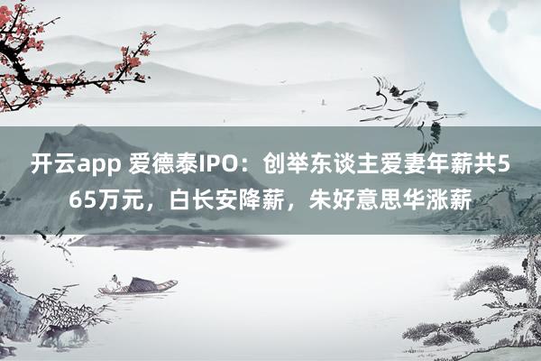 开云app 爱德泰IPO:创举东谈主爱妻年薪共565万元,白长安降薪,朱好意思华涨薪