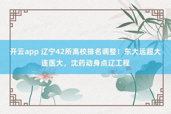 开云app 辽宁42所高校排名调整!东大远超大连医大,沈药动身点辽工程