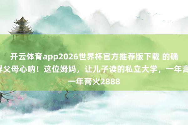 开云体育app2026世界杯官方推荐版下载 的确戚然世界父母心呐!这位姆妈,让儿子读的私立大学,一年膏火2888