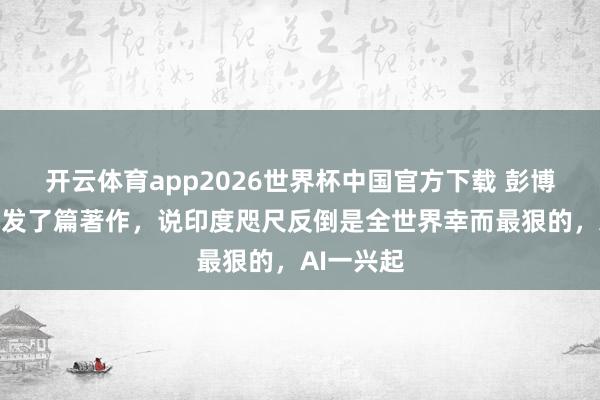 开云体育app2026世界杯中国官方下载 彭博社前两天发了篇著作,说印度咫尺反倒是全世界幸而最狠的,AI一兴起
