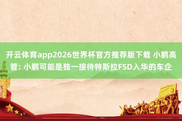 开云体育app2026世界杯官方推荐版下载 小鹏高管: 小鹏可能是独一接待特斯拉FSD入华的车企
