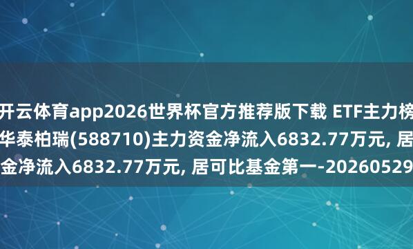 开云体育app2026世界杯官方推荐版下载 ETF主力榜 | 科创半导体建造ETF华泰柏瑞(588710)主力资金净流入6832.77万元, 居可比基金第一-20260529