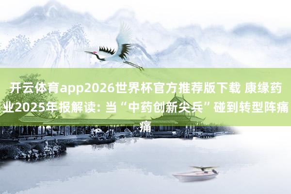 开云体育app2026世界杯官方推荐版下载 康缘药业2025年报解读: 当“中药创新尖兵”碰到转型阵痛