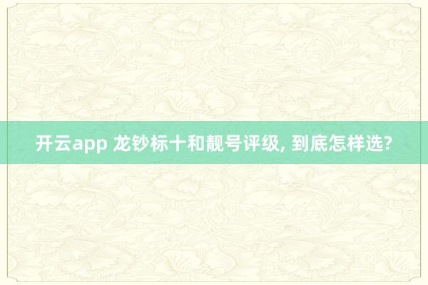 开云app 龙钞标十和靓号评级, 到底怎样选?