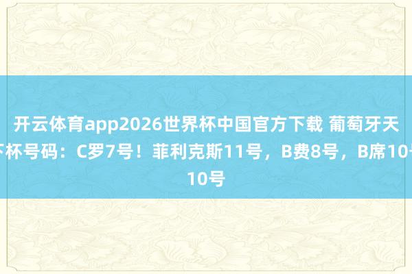 开云体育app2026世界杯中国官方下载 葡萄牙天下杯号码:C罗7号!菲利克斯11号,B费8号,B席10号