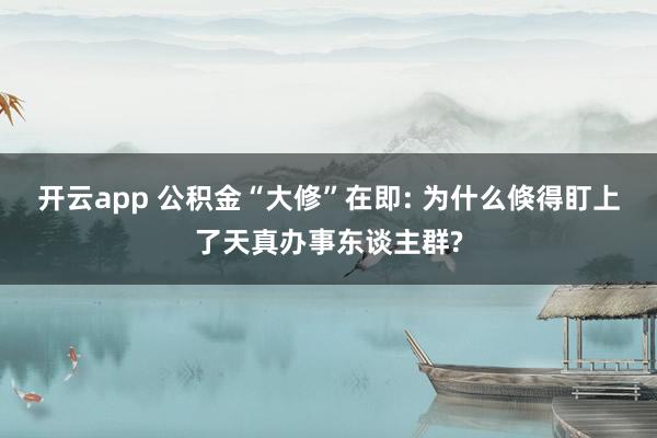 开云app 公积金“大修”在即: 为什么倏得盯上了天真办事东谈主群?