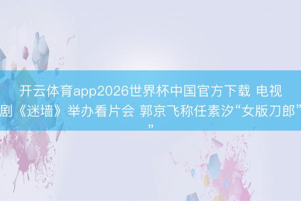 开云体育app2026世界杯中国官方下载 电视剧《迷墙》举办看片会 郭京飞称任素汐“女版刀郎”