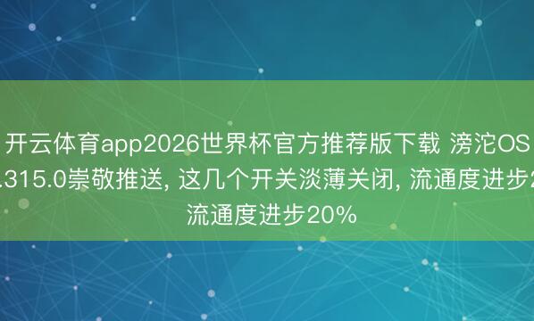 开云体育app2026世界杯官方推荐版下载 滂沱OS 3.0.315.0崇敬推送, 这几个开关淡薄关闭, 流通度进步20%